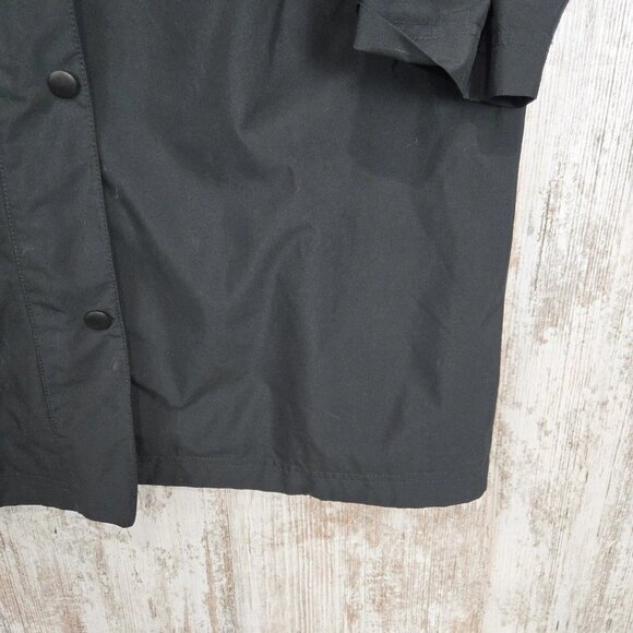 LL Bean Rain Jacket Size Medium Zipper Button Front Black Light Trench Coat - Picture 9 of 9